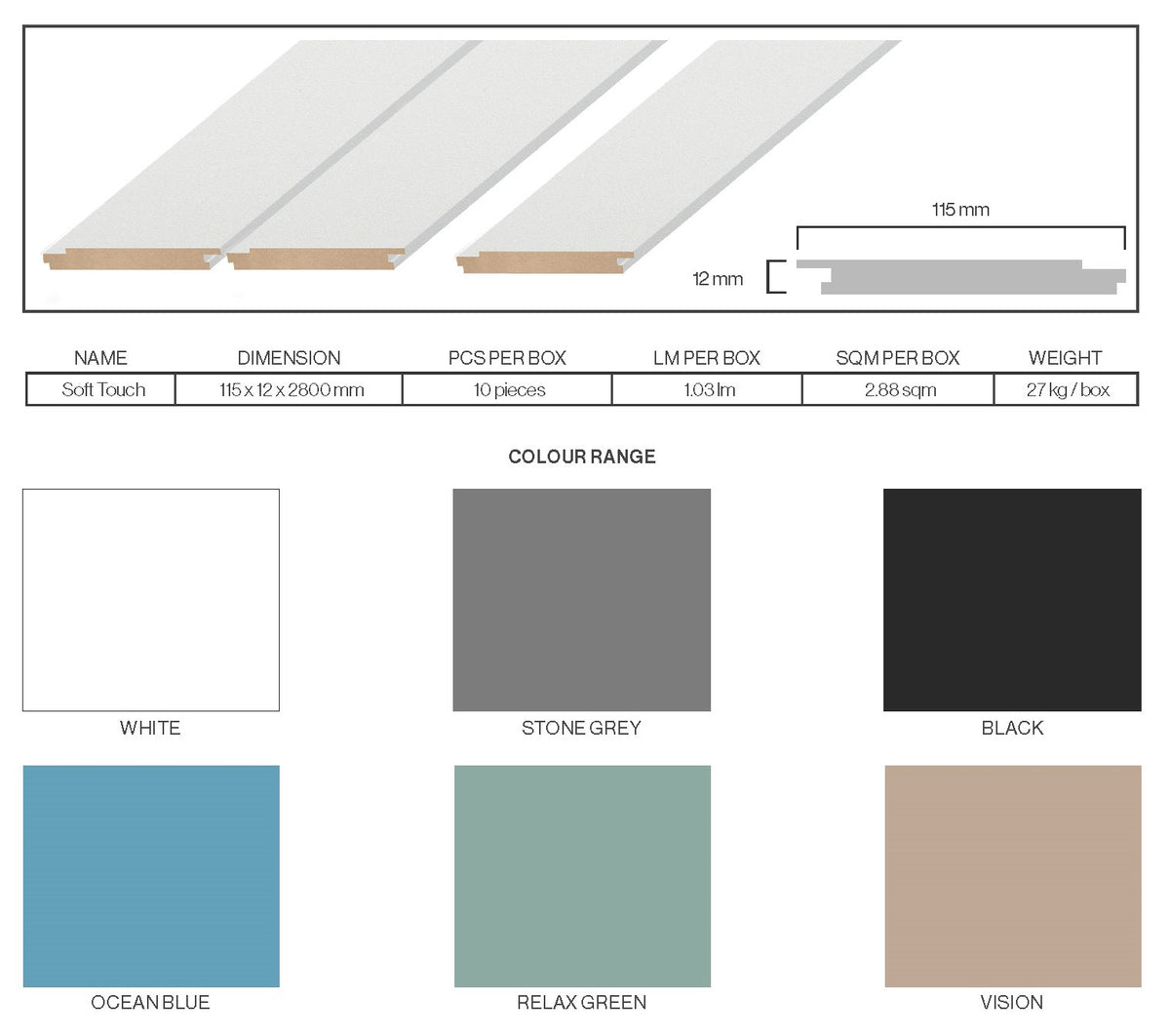 SerFloor Soft Touch Indoor Cladding 2800 x 115 x 12 mm